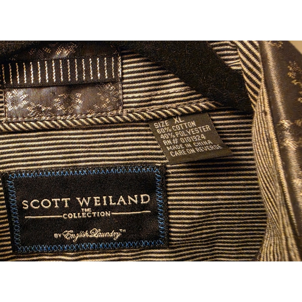 Scott Weiland English Laundry Mens XL Charcoal Floral Brocade Button Down Shirt - Picture 6 of 8
